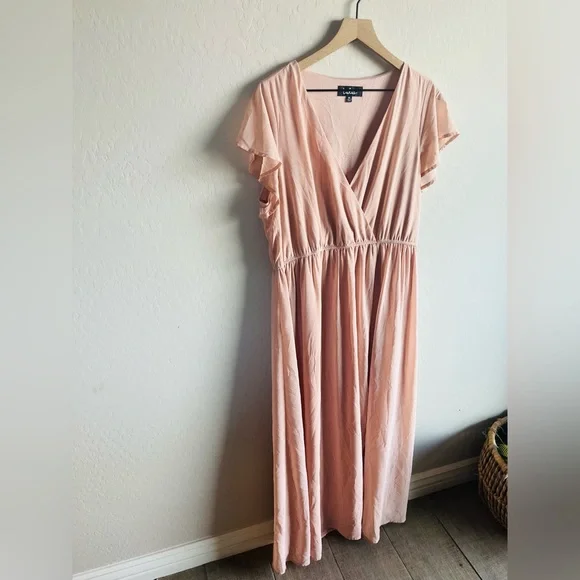 Lulus Lost In The Moment Blush Womens Maxi Dress Size XL Wedding Guest Glam - Picture 3 of 6